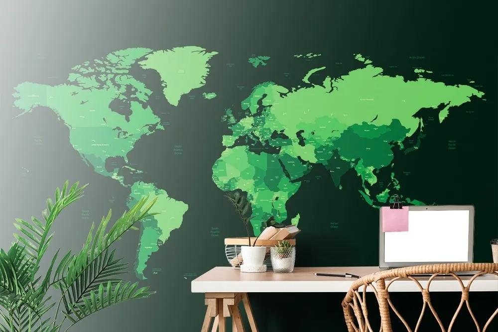 Tapeta detailná mapa sveta v zelenej farbe - 450x300