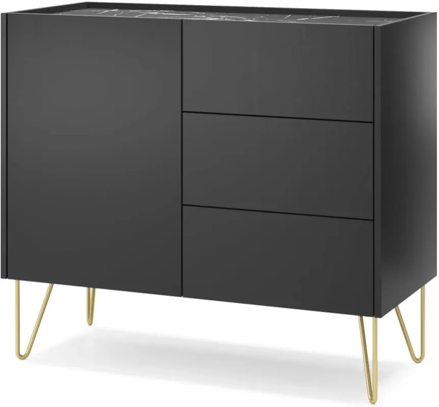 Komoda Harmony Va KSZ 97 cm čierna/čierny mramor