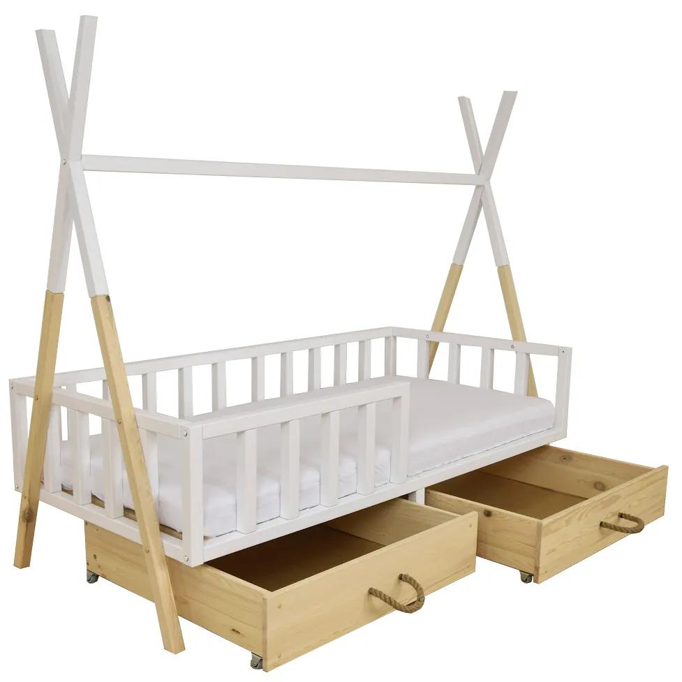 Wilsondo Detská borovicová posteľ domček Tipi 180x80 Variant úložný box: S úložným boxom