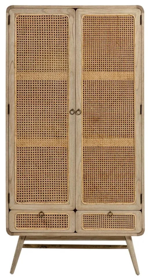 Šatníková skriňa z masívu mindi v prírodnej farbe 90x175 cm Nalu – Kave Home