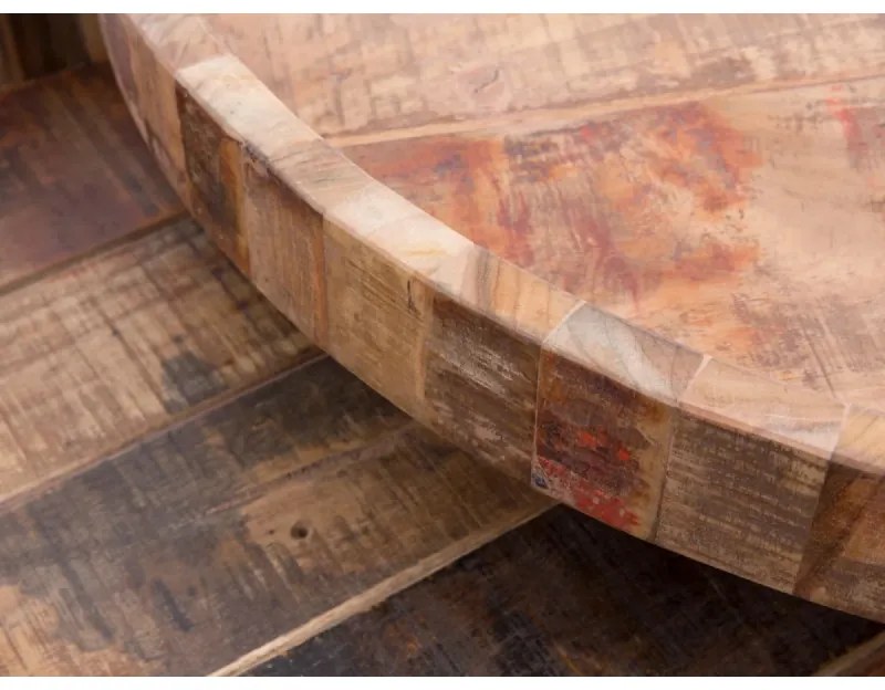 furniture-nabytek.cz - Sada 2 masívnych konferenčných stolíkov Corby z recyklovaného tvrdého dreva, hnedá, okrúhla