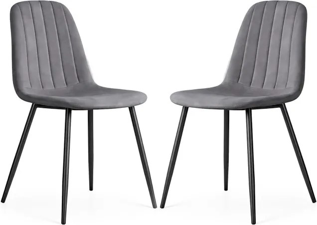 Sada dvoch jedálenských stoličiek LUMO zamatové, grafitové / čierne nohy (2 ks)