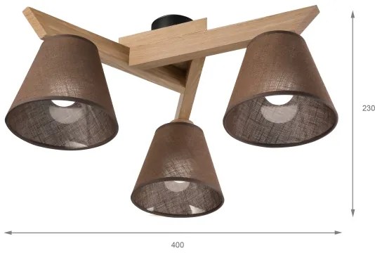 Brilagi - LED Prisadený luster ANTHONY 3xE14/40W/230V dub/hnedá