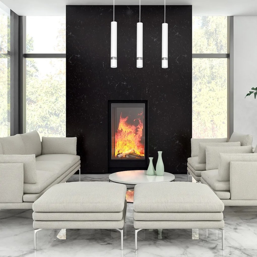 Závesné svietidlo Joker, 3x biele kovové tienidlo, w/ch