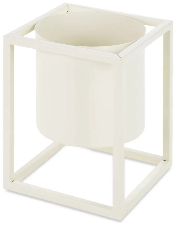 KOVOVÝ KVETINÁČ SO STOJANOM 15X20 CM BIELA