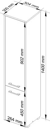 Kúpeľňová skrinka FIN 30 2D 140 cm biela