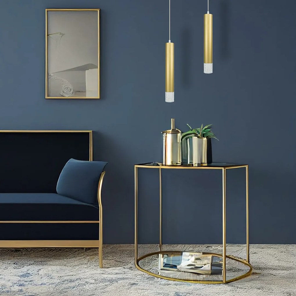 Závesné svietidlo Tubi, 1x zlaté kovové tienidlo, g