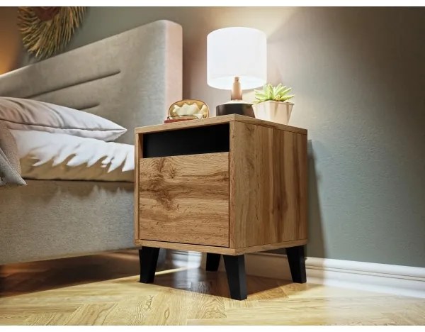 SADA 2x Nočný stolík NORD 45x40 cm dub wotan/antracit