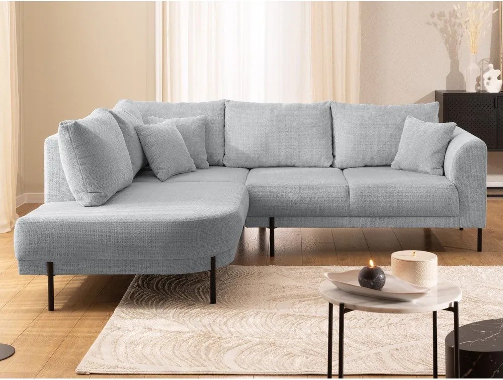 Svetlosivá ženilková rohová pohovka (ľavý roh/do L) Mauris – Ropez