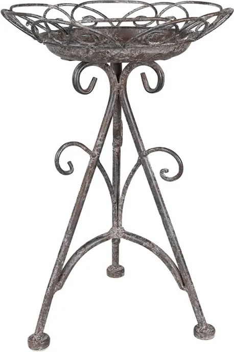 Šedý antik kovový stolík na kvety Frenchia - Ø 22*32 cm