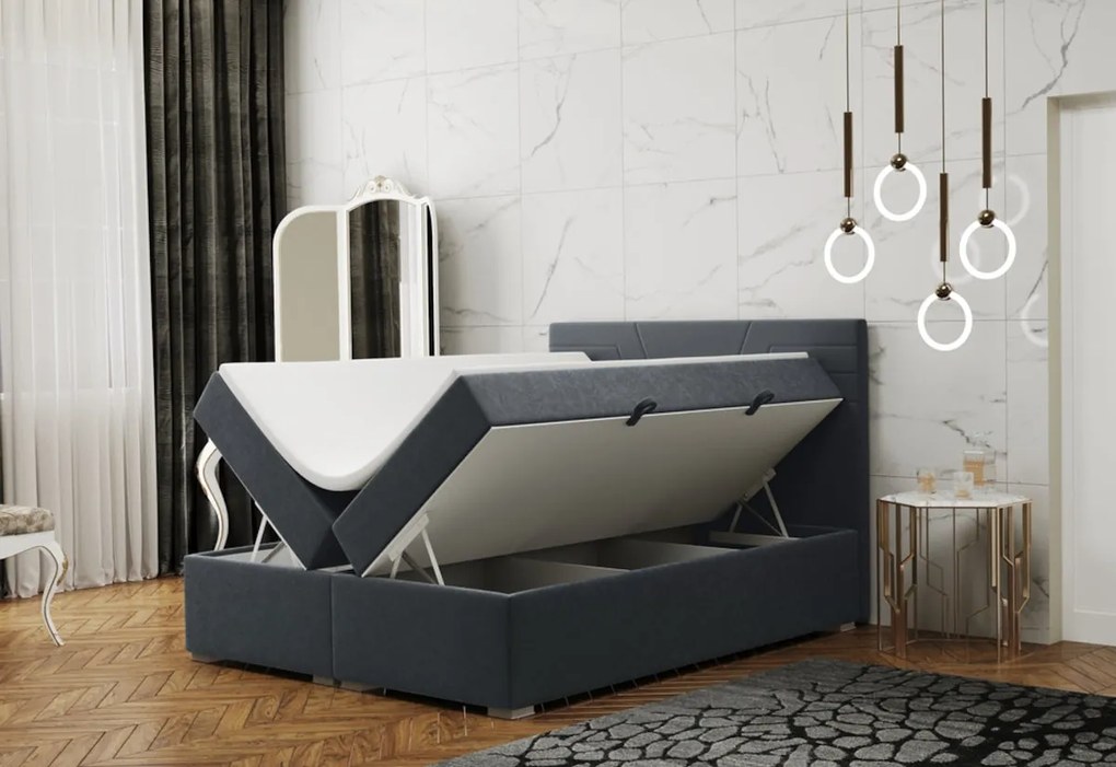 Čalúnená posteľ boxspring DASTER + vrchný matrac - mat velvet 09 / 140x200