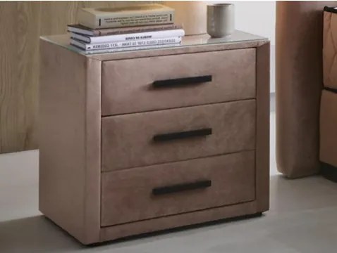 Vysoký nočný stolík Reve, tmavo ružová látka%