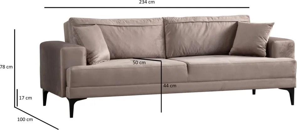 Třímístná rozkládací pohovka Astana 234 cm béžová