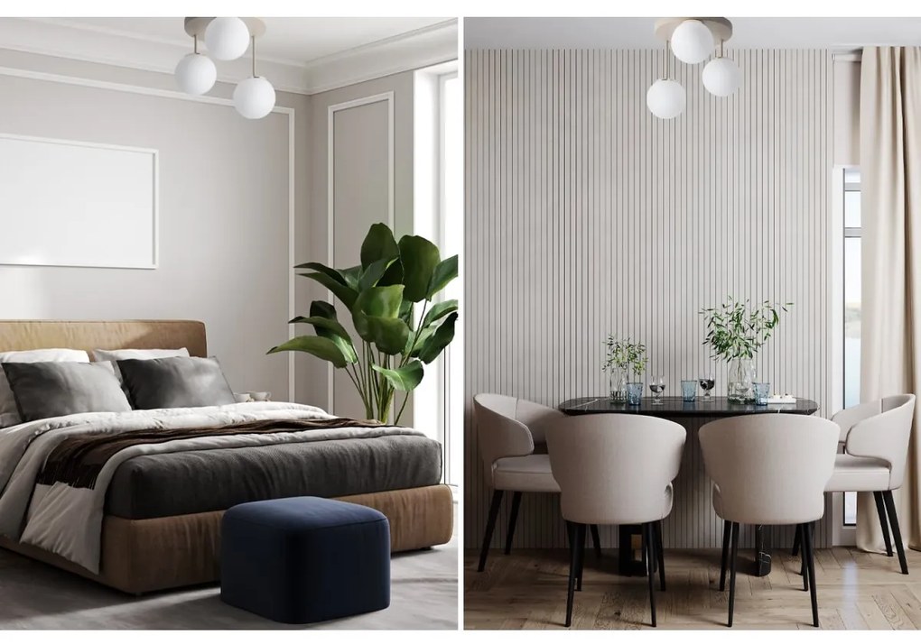 Stropné svietidlo Florence, 3x biele sklenené tienidlo, be/g