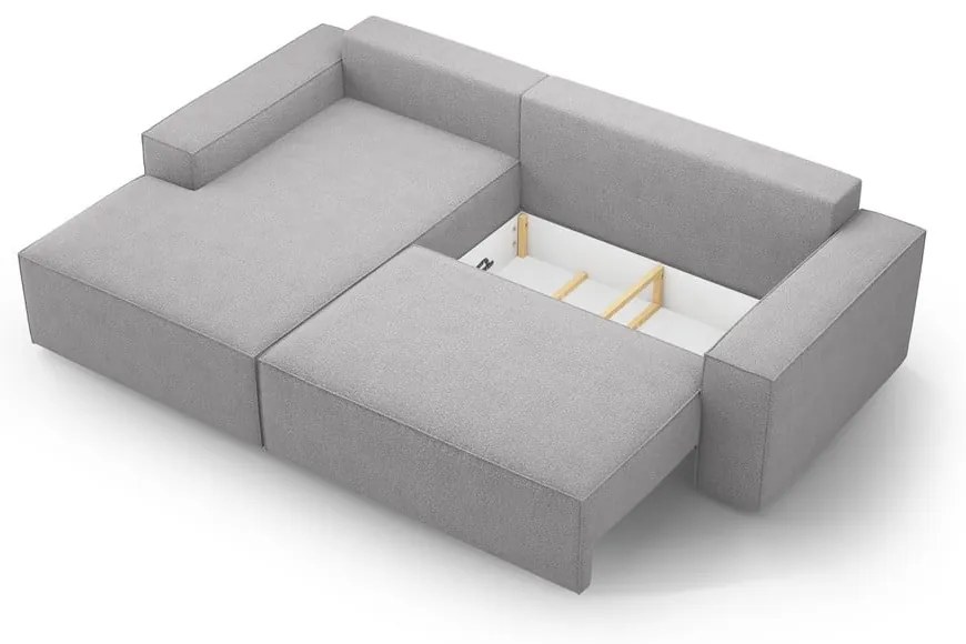 Svetlosivá rozkladacia rohová pohovka z textílie bouclé (ľavý roh) Jodie – Micadoni Home