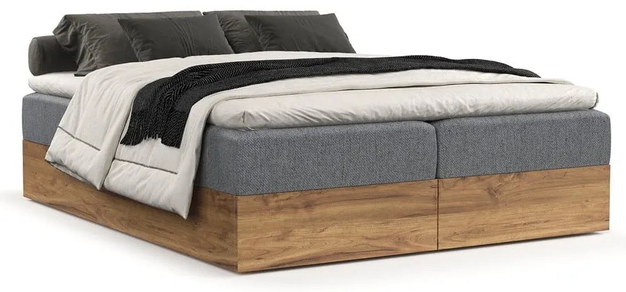 Boxspring posteľ s úložným priestorom v sivo-prírodnej farbe 180x200 cm Faro – Maison de Rêve