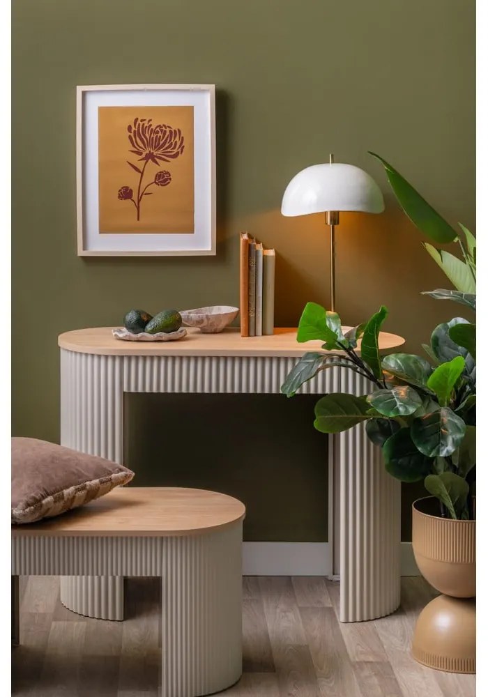 Béžový kovový konzolový stolík 40x100 cm Estriado – Leitmotiv