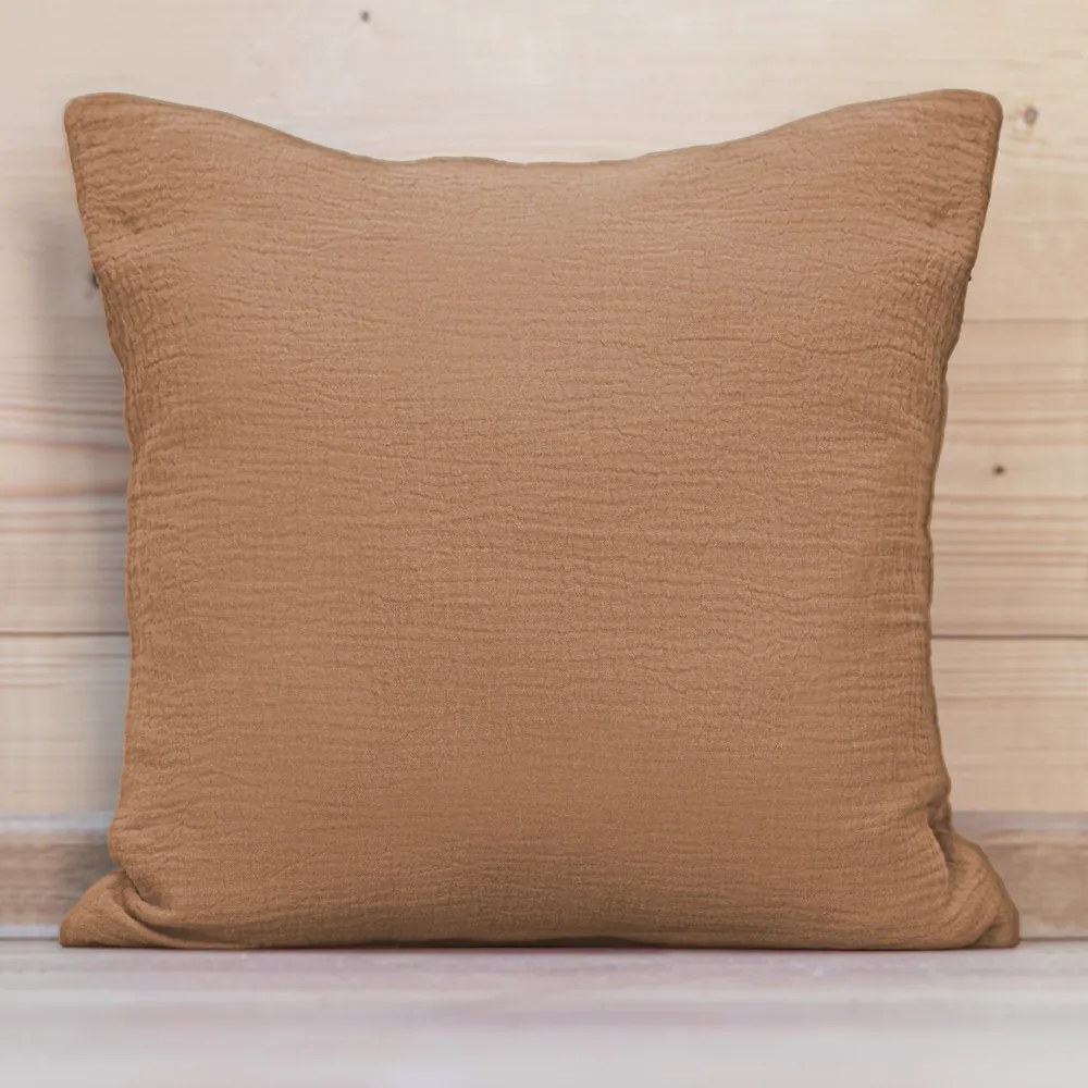 Biante Mušelínová obliečka na vankúš MSN-017 Svetlo hnedá 60 x 60 cm