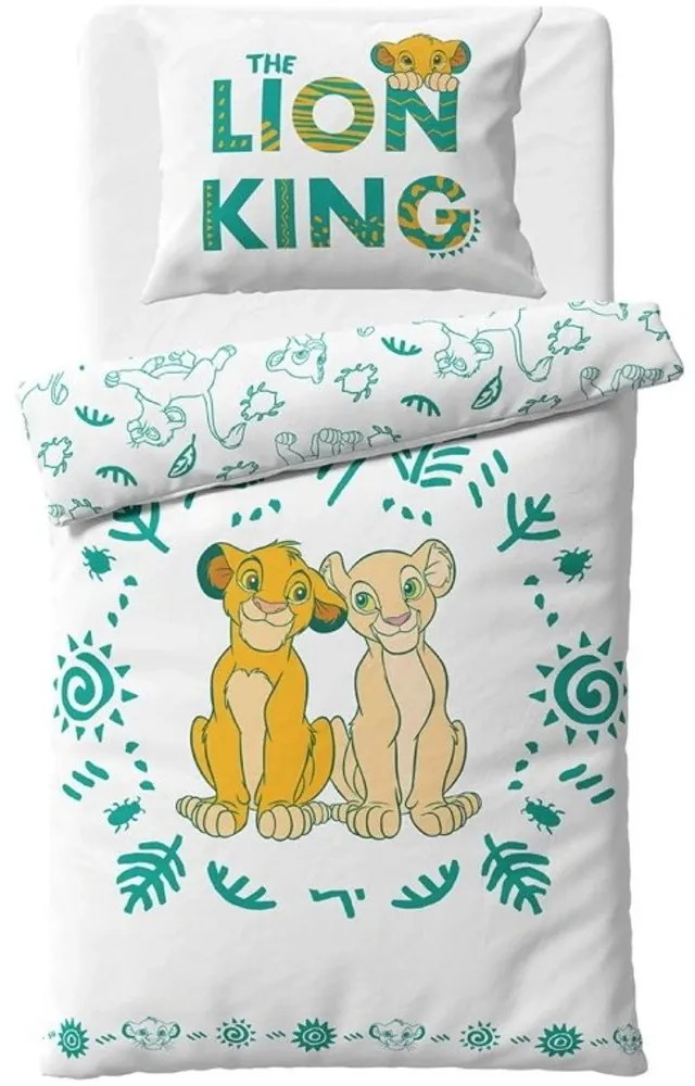 Obojstranné bavlnené posteľné obliečky Leví kráľ – motív Simba a Nala - 100% bavlna - 70 x 90 cm + 140 x 200 cm