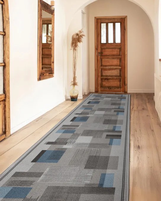Protišmykový behúň LISTRA geometrický, sivý