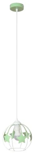 Detský luster na lanku STARS 1xE27/15W/230V zelená/biela