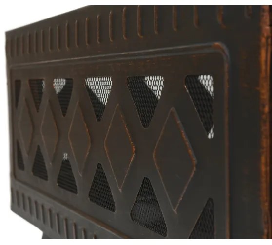 Prenosné ohnisko na drevo s roštom čierna/patina