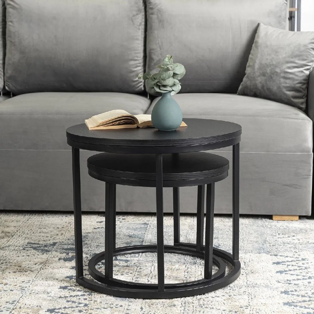 PROXIMA.store - Set dizajnových stolíkov DAFNE FARBA: čierny mramor, FARBA NÔH: čierna