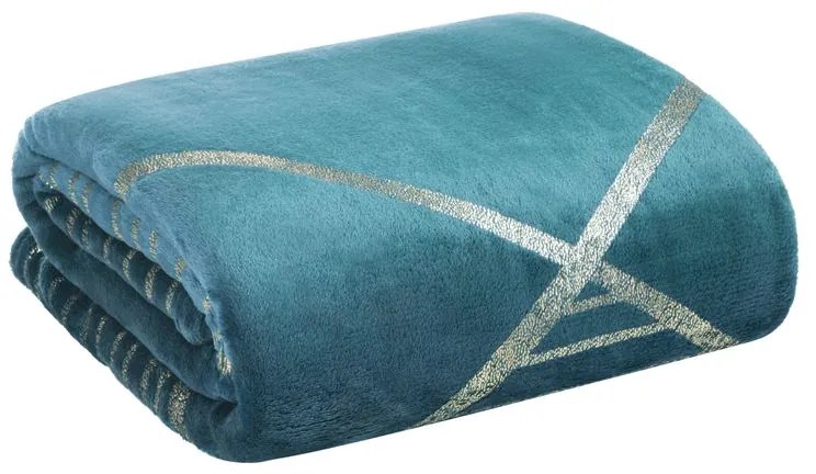 EUROFIRANY Flano deka veľmi jemná na dotyk s lesklou potlačou 150 cm x 200 cm tyrkysová 100 % polyester Varianta: 391482