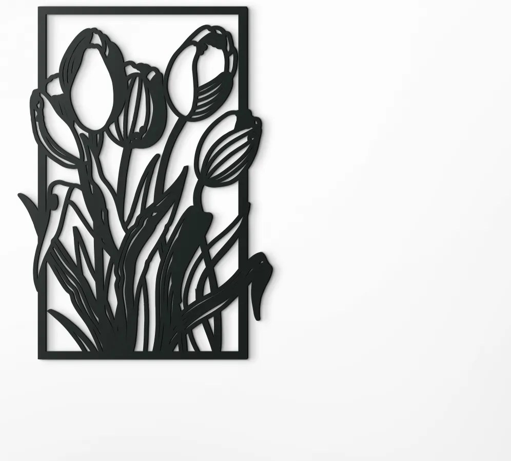 drevko Drevený obraz Tulipány Rozmer obrazu: 44,5 x 32 cm, Farba dekorácie: Čierna