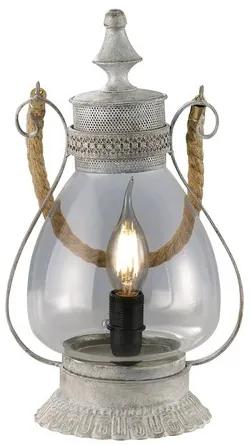 Stolná lampa Linda, šedá antik