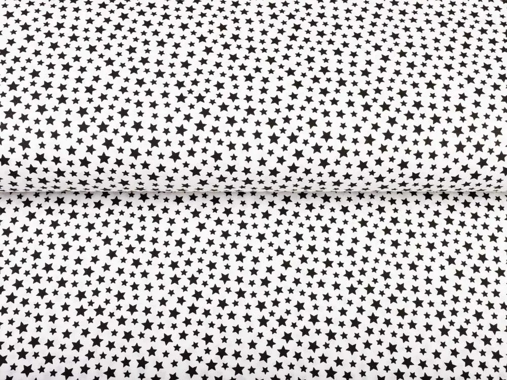 Biante Detské bavlnené posteľné obliečky do postieľky Sandra SA-310 Čierne hviezdičky na bielom Do postieľky 90x130 a 40x60 cm
