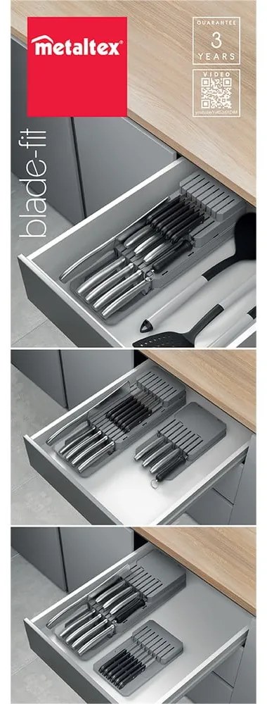 Sivý úložný systém na nože Metaltex