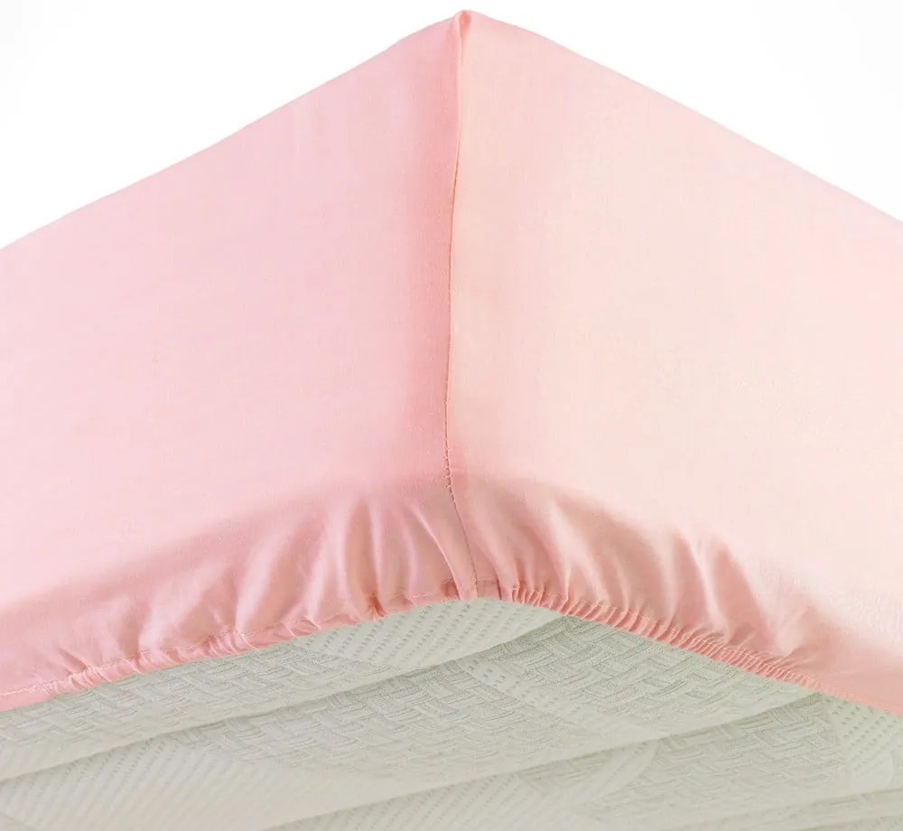 Ružová napínacia plachta jersey 160x200 cm Jersy – douceur d'intérieur