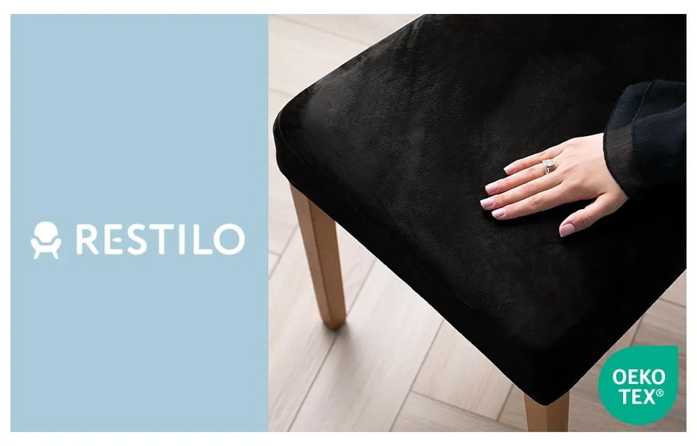 Čierne napínacie poťahy v súprave 4 ks na stoličku 48 cm Sento – Restilo