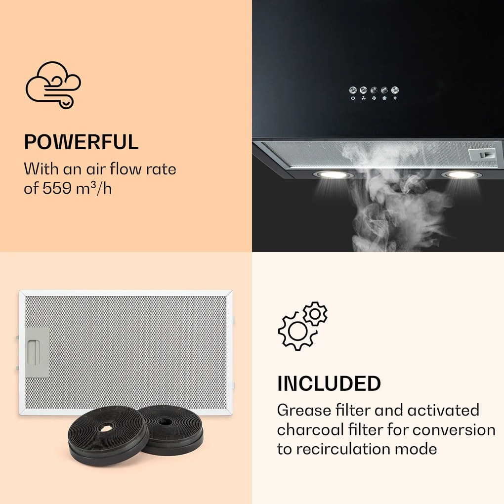 Klarstein Monumenta, digestor, 40 cm, nástenný, 559m³/h, LED, B, biely