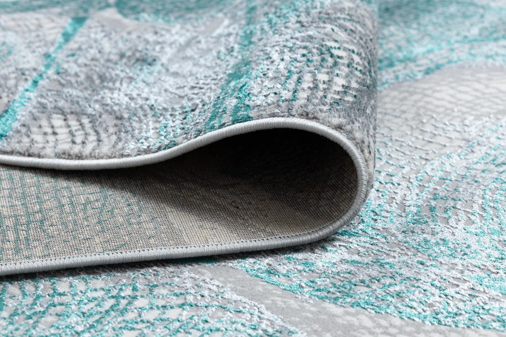 Moderný koberec DE LUXE 621 Sieť - Štrukturálny sivý / verde