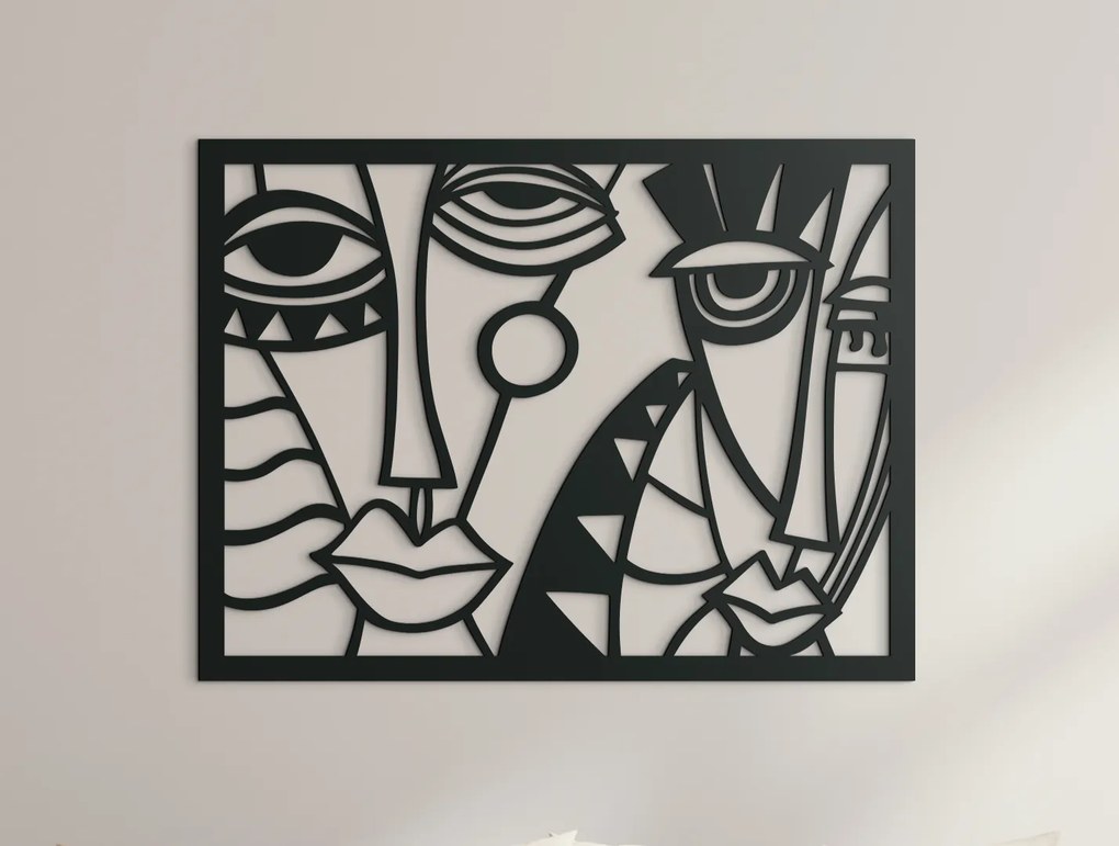 drevko Moderný obraz na stenu Dve tváre Rozmer obrazu: 32,5 x 43 cm, Farba dekorácie: Čierna