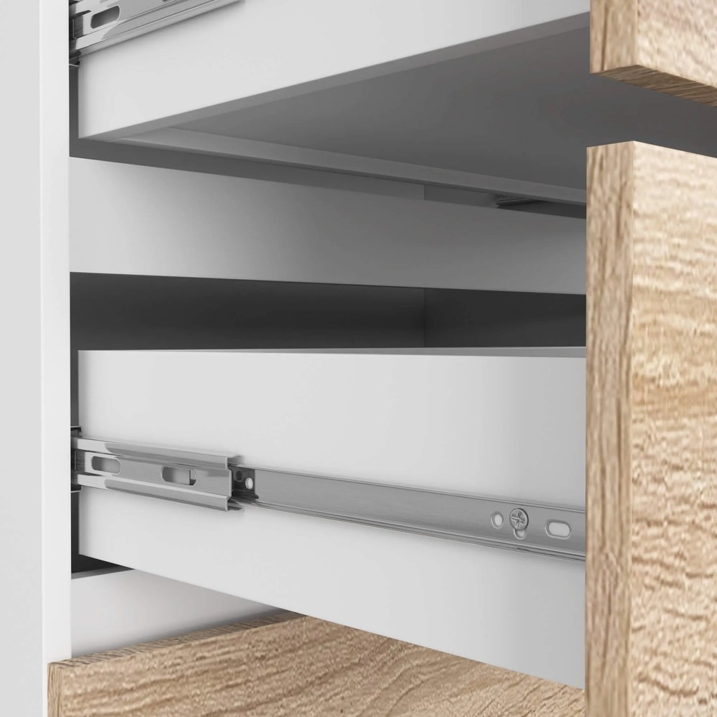 Komoda Kuba 140 cm 10 zásuviek biela/dub sonoma