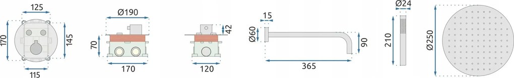 Rea Lungo, podomietková termostatická sprchová sada + BOX, zlatá matná, REA-P8551