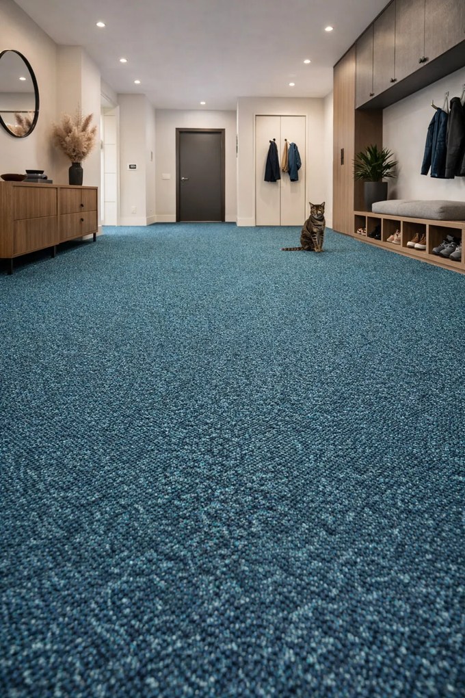 Beaulieu International Group, Koberec metráž New Orleans 507 s podkladom Resine, na mieru, šíře 4m, modrá, resine, chodba / predsieň