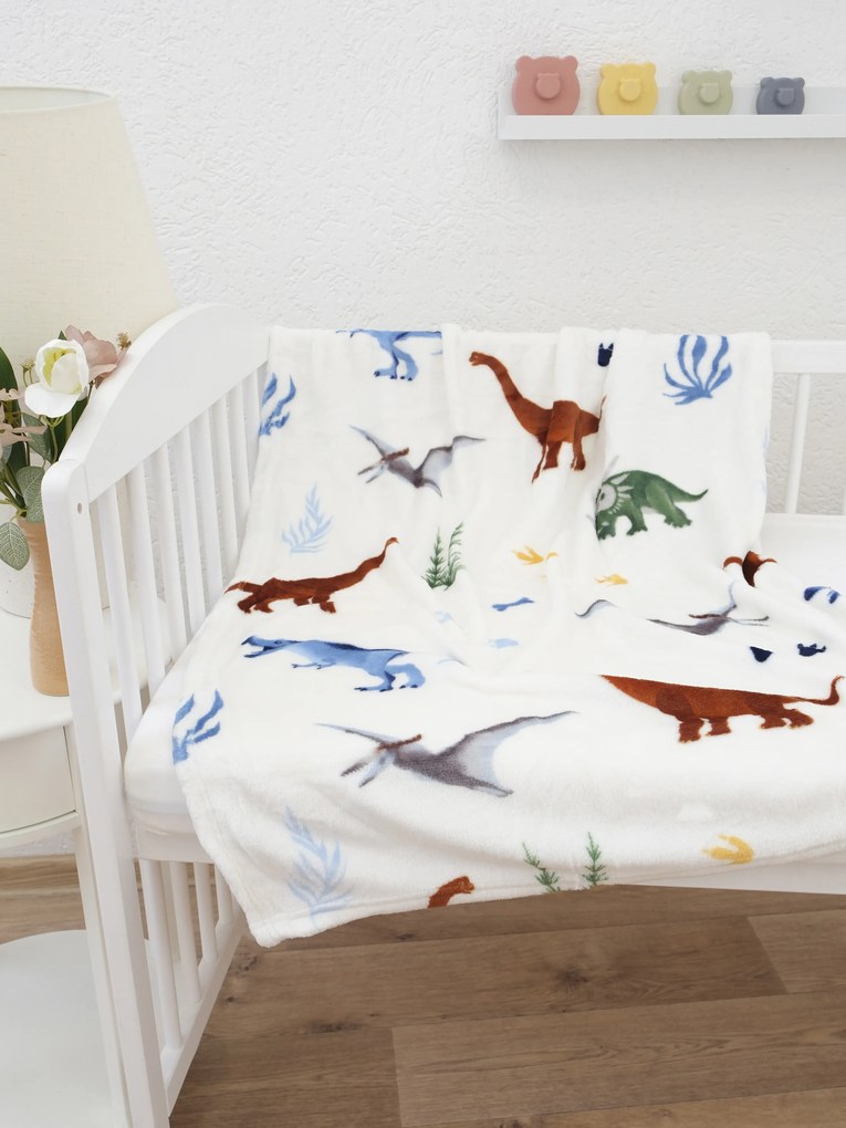 Detská deka do postieľky mikroplyš Exclusive 80 × 100 cm – Dinosaury