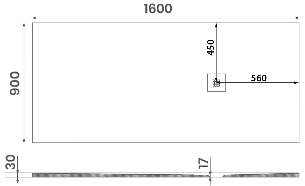 Gelco Gelco, MITIA sprchová vanička z liateho mramoru, obdĺžnik 160x90x3 cm, čierna, PMC16090