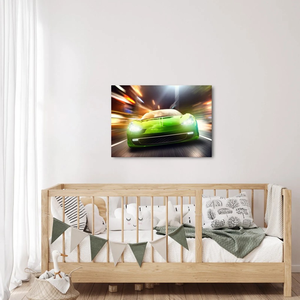Obraz - Zelené závodné auto (70x50 cm)