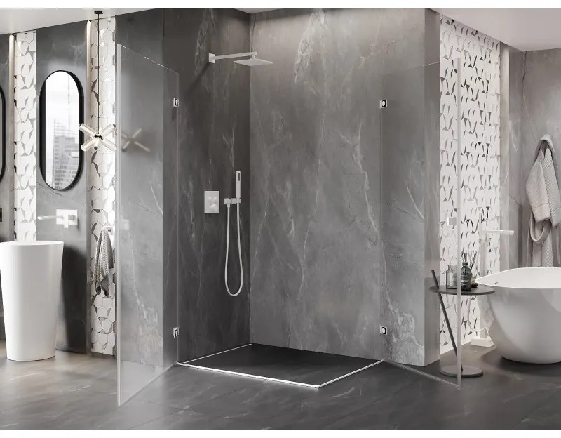 Mexen Lunar-B Duo, výklopný sprchový kút 100 x 90 cm, 8mm číre sklo, biely profil, 832-100L-090P-20-00