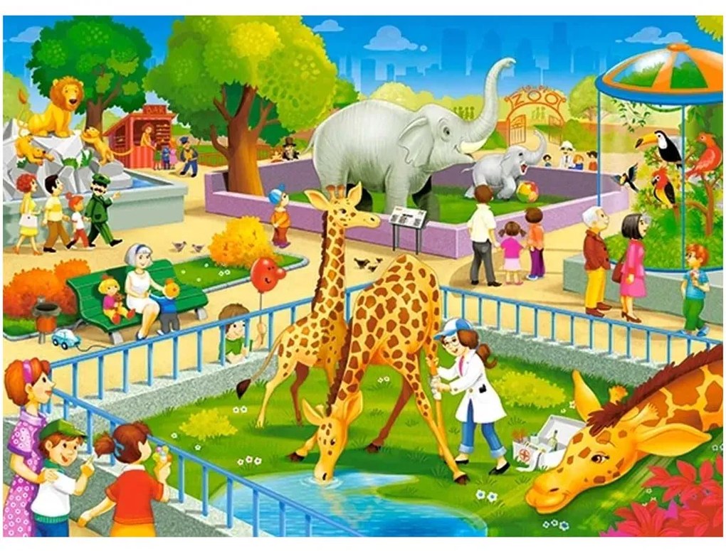 KIK CASTORLAND Puzzle 60el. Návšteva zoo - zvieratá zo safari v zoo 5+