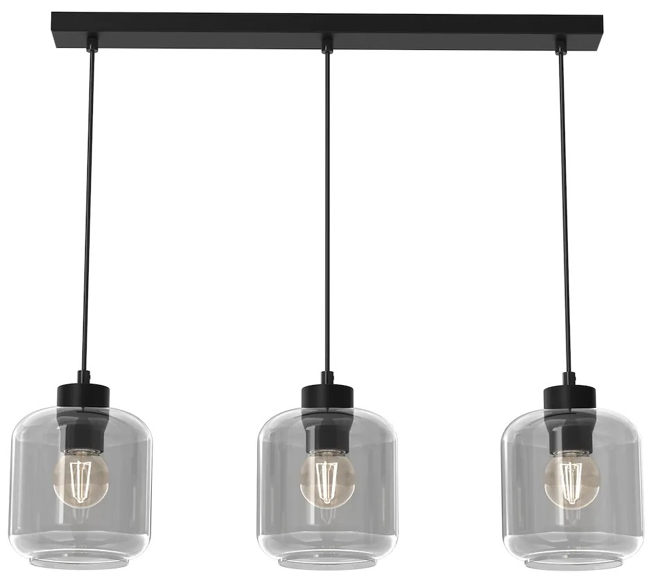 Závesné svietidlo Sombra, 3x grafitové sklenené tienidlo, b