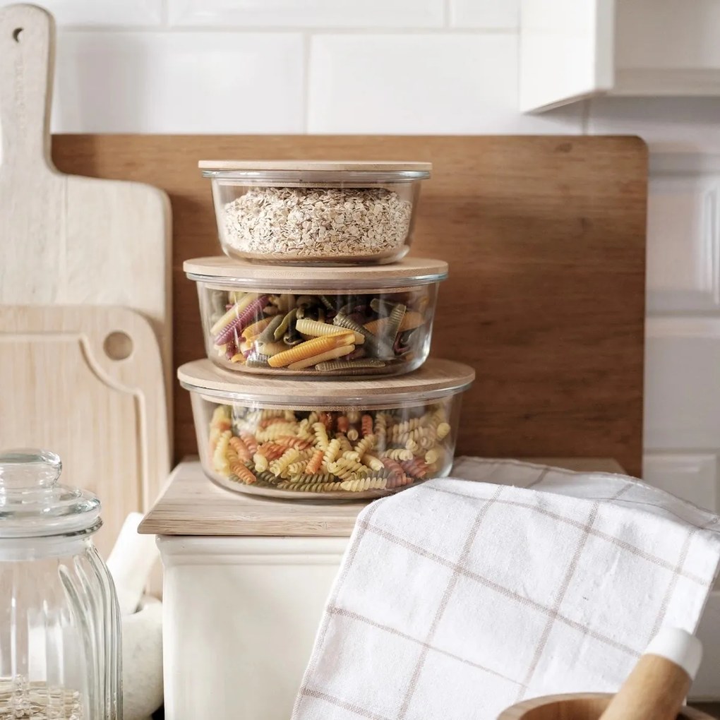 Florina Sklenená dóza s bambusovým vekom Clavato, 640 ml, L