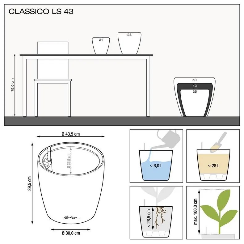 Kvetináč Lechuza Classico LS 43/40 antracit komplet