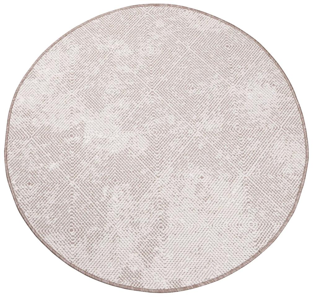 Dekorstudio Obojstranný okrúhly koberec na terasu DuoRug 5845 - béžový Priemer koberca: 120cm
