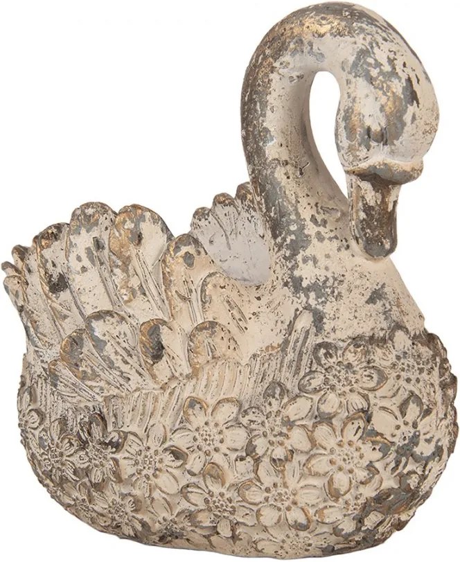 Decorative Figurine Swan 18x11x17 Cm Beige Ceramic Material - 18*11*17 cm